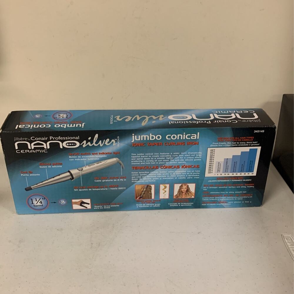Conair Pro Nano Silver Ceramic Tools 1 1/4 - 1 1/2 Inch Jumbo Conical Ir… - Picture 4 of 6